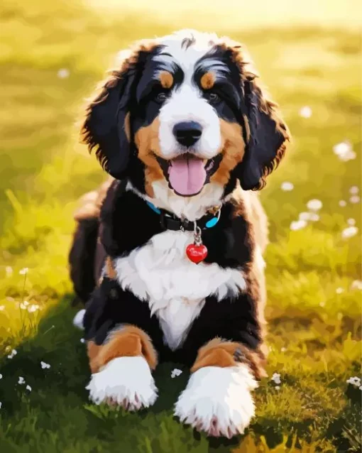 Cute Bernedoodle Diamond Painting