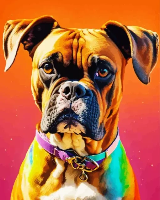 Boxer Dogs With Sunset Cute Boxer Dog Diamond Painting