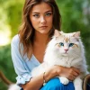 Cute Girl With Himalayan Cat Diamond Painting