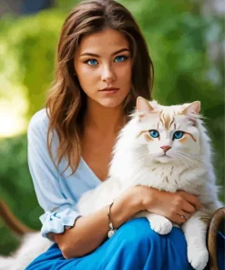 Cute Girl With Himalayan Cat Diamond Painting