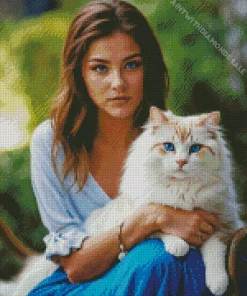 Cute Girl With Himalayan Cat Diamond Painting