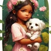 Cute Girl With Maltese Diamond Painting