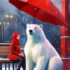 Cute Girl With Polar Bear Diamond Painting