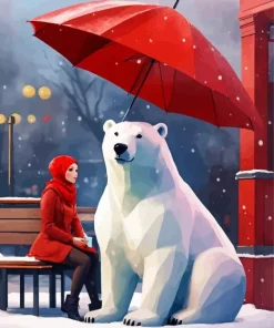 Cute Girl With Polar Bear Diamond Painting