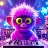 Cute Purple Dj Monkey Diamond Painting