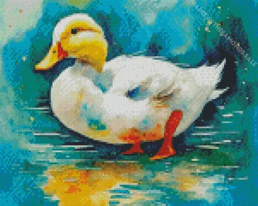 Cute White Duck Diamond Painting