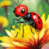 Dotty Ant On A Flower Diamond Painting