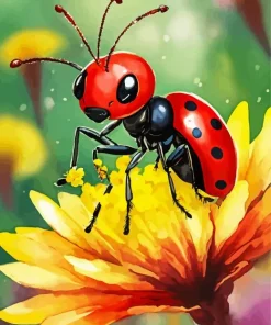 Dotty Ant On A Flower Diamond Painting