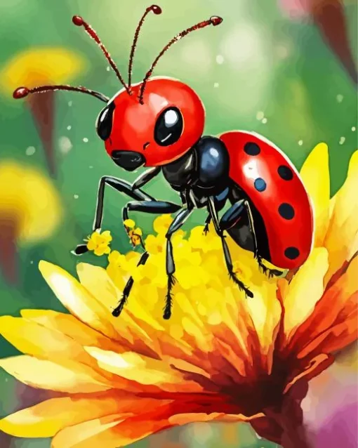 Dotty Ant On A Flower Diamond Painting