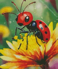 Dotty Ant On A Flower Diamond Painting