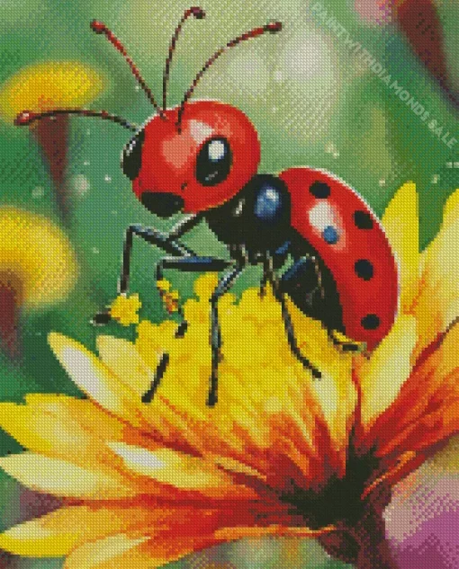 Dotty Ant On A Flower Diamond Painting