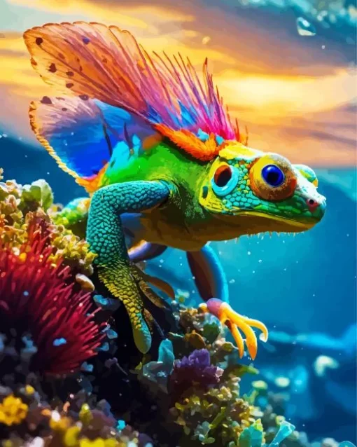 Fantasy Chameleon With Wings Diamond Painting