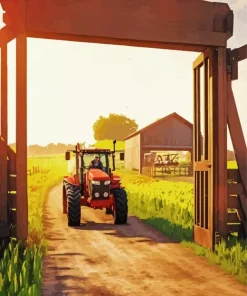 Farmer In His Tractor Diamond Painting