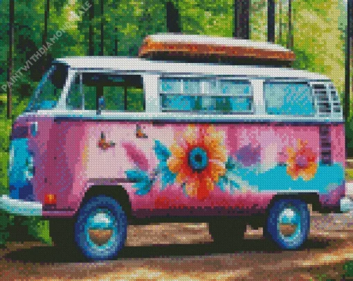 Floral Camper Van Diamond Painting