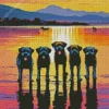 Four Boxer Dogs Reflection Diamond Painting