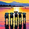 Four Boxer Dogs Reflection Diamond Painting