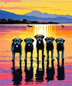 Four Boxer Dogs Reflection Diamond Painting