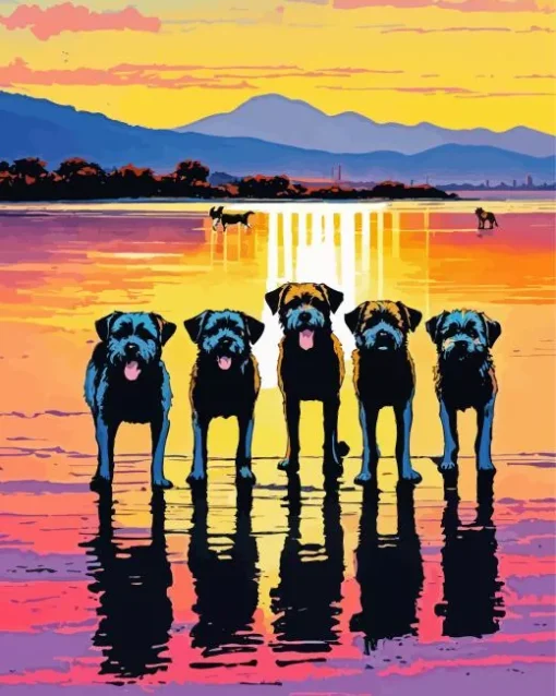 Four Boxer Dogs Reflection Diamond Painting