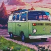 Green Camper Van Diamond Painting