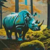 Green Rhino Diamond Painting