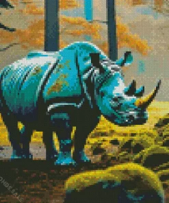 Green Rhino Diamond Painting