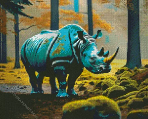 Green Rhino Diamond Painting