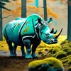 Green Rhino Diamond Painting