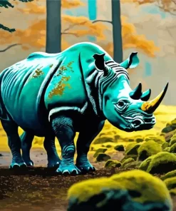 Green Rhino Diamond Painting