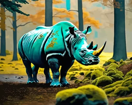 Green Rhino Diamond Painting