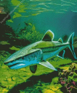 Green Shark Diamond Painting