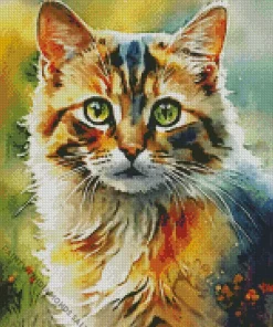 Green Eyed Calico Cat Diamond Painting