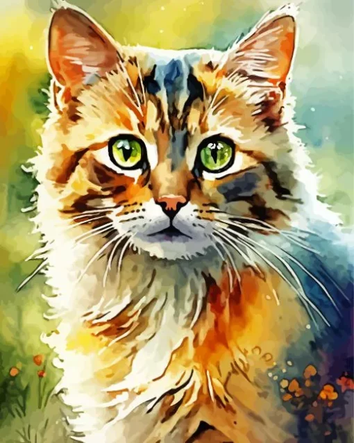 Green Eyed Calico Cat Diamond Painting