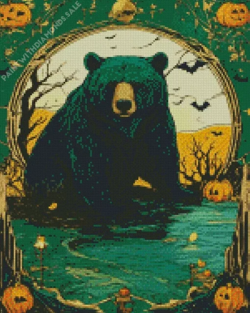 Halloween American Black Bear Diamond Painting