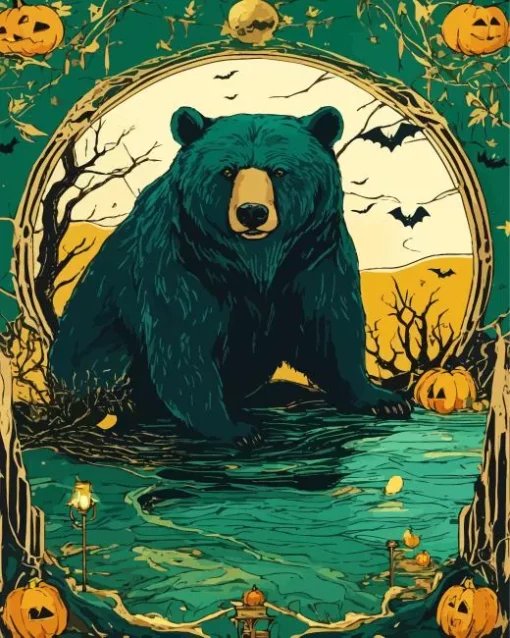 Halloween American Black Bear Diamond Painting