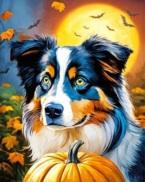 Halloween Australian Shepherd Diamond Painting