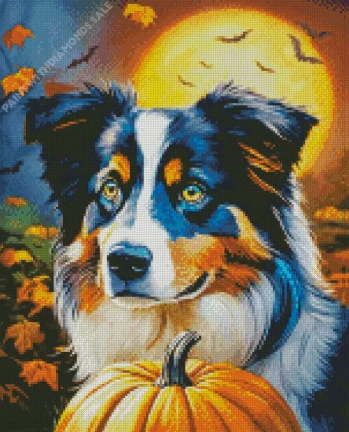 Halloween Australian Shepherd Diamond Painting