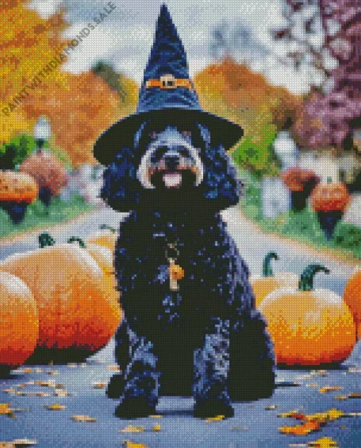 Halloween Bernedoodle Diamond Painting