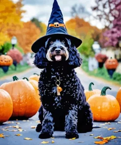 Halloween Bernedoodle Diamond Painting