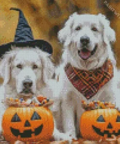 Halloween Great Pyrenees Diamond Painting