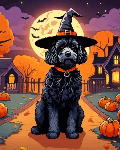 Halloween Labradoodle Dog Diamond Painting