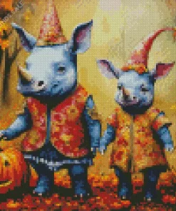 Halloween Rhinos Diamond Painting