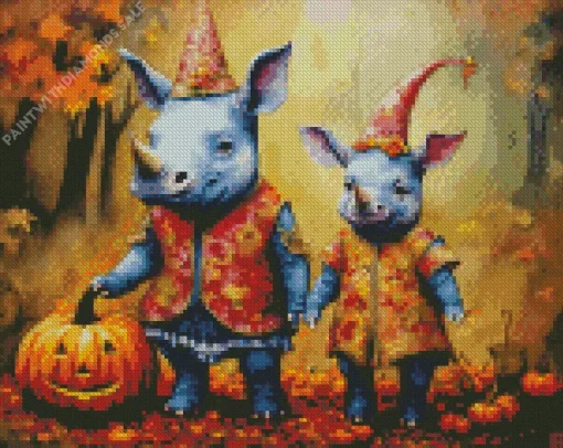 Halloween Rhinos Diamond Painting