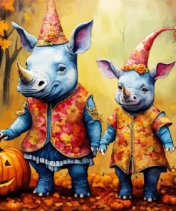 Halloween Rhinos Diamond Painting