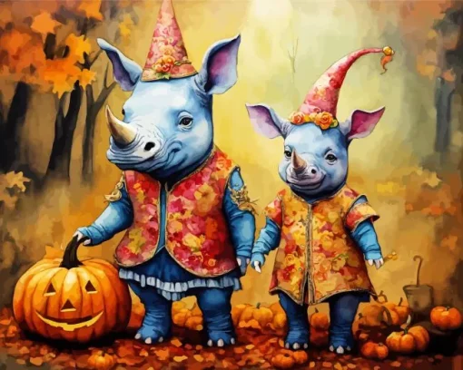 Halloween Rhinos Diamond Painting