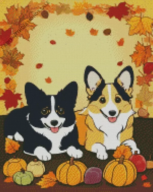 Halloween Welsh Corgis Diamond Painting