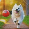 Japanese Spitz Playing With A Ball Diamond Painting