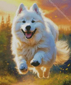 Japanese Spitz Running Diamond Painting