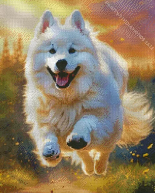 Japanese Spitz Running Diamond Painting