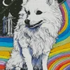 Japanese Spitz With Rainbow Diamond Painting