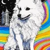 Japanese Spitz With Rainbow Diamond Painting